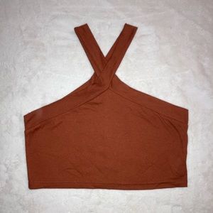Burnt Orange Cross Neck Top